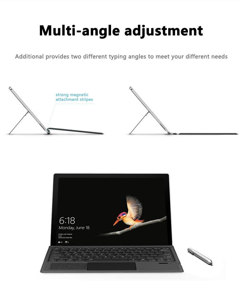 Kabelloses Split-Tastatur für Microsoft Surface Pro 3-10 LED-Hintergrundbeleuchtung 7-Farben-Touchpad für Windows 11 Scheren-Neu