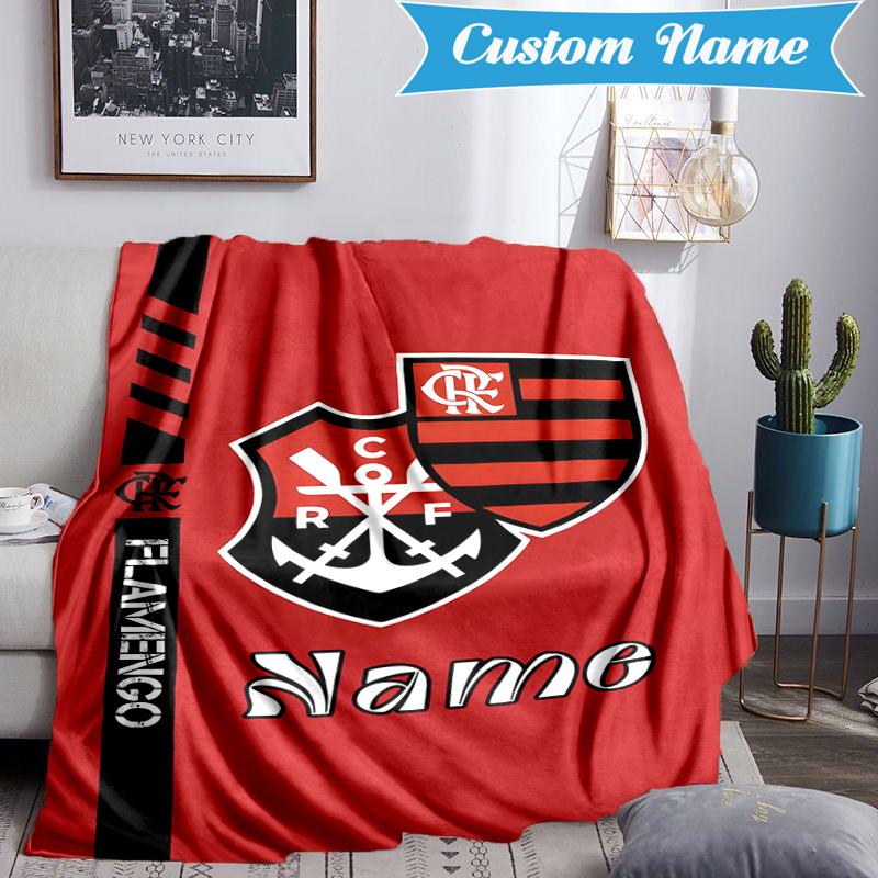 Custom Name Black Crest Flamengo Blanket Lightweight Ideal Bedding Blanket Perfect for Travel, Camping, Living Rooms, Sofas, Christmas gift