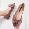 Fashion Flat Shoes for Women Spring New Shallow Bow Single Shoe Pointed Suede Flats Shoe Soft Soled Oversized Women's Shoes Ladies Pumps
