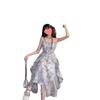 New Misty Rain Ink Dye Gray Tie-dye Suspender Dress Cold Fairy Skirt Summer Cardigan Two-piece Set