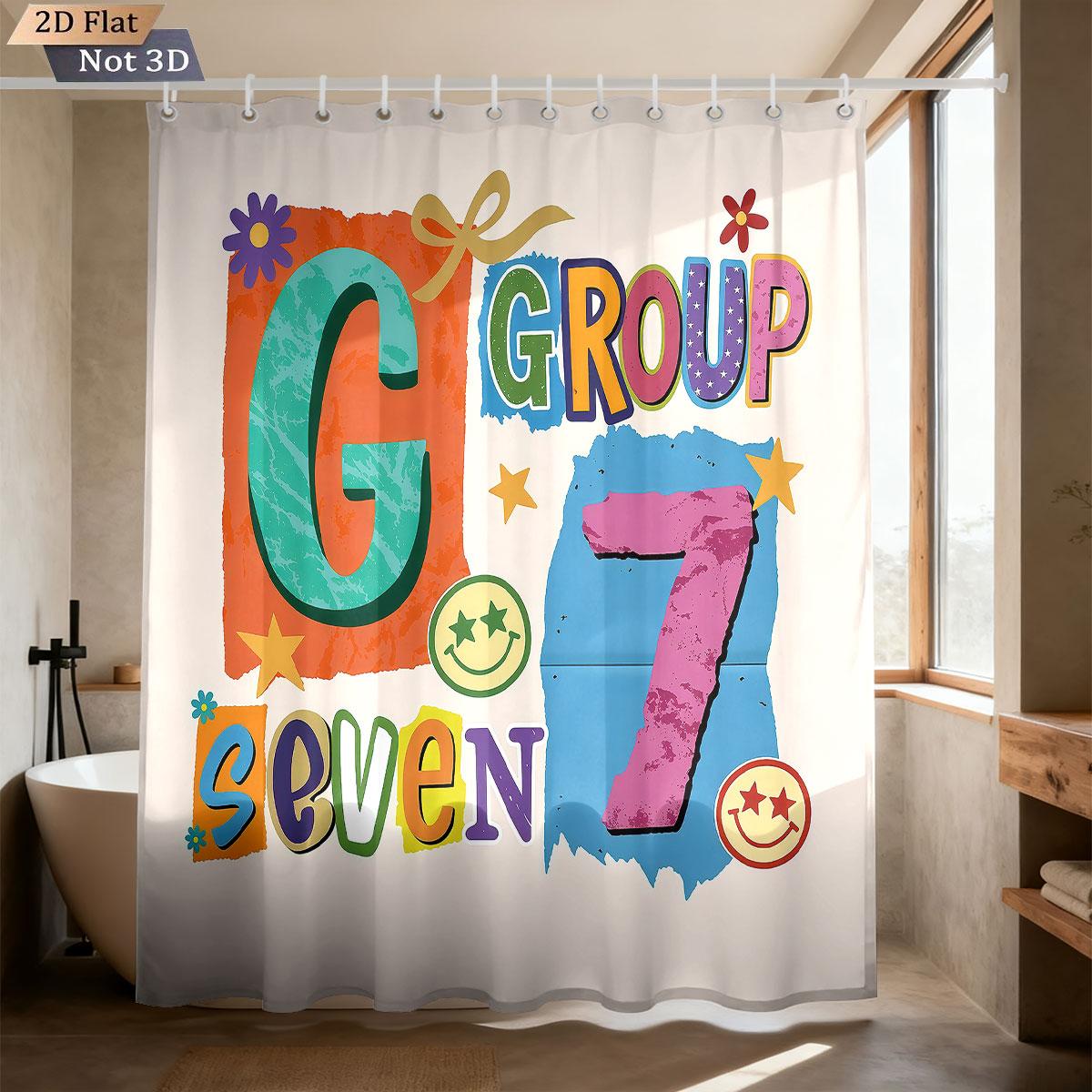 

1Pc Graffiti Style Group 7 Printed Waterproof Privacy Shower Curtain With 12 Hooks, Available In Multiple Sizes W60H190(CM)-1 Pcs