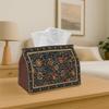 2D Flat, 1pc Vintage Persian Style Decorative Tissue Box - Floral Pattern Classic Print Durable Polyester Fabric, Suitable for Home, Office, Car, Part