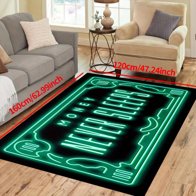 Money Never Sleeps Non-Slip Washable Indoor Outdoor Floor Rug Area Carpet for Living Room Bedroom Patio Garden Home Decor