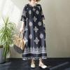 Short Sleeve Plus Size Cotton Vintage Floral New In Dresses for Women Casual Loose Long Summer Dress