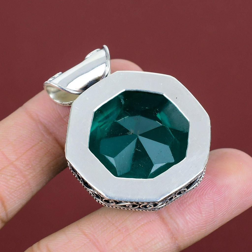 Faceted Chrome Diopside Pendant Gemstone Pendant Vintage Jewelry 925 Sterling Silver Pendant Handmade Pendant Engagement Gift Decent Jewelry