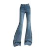 Jeans de Micro-Campana de Tiro Alto con Pedrería Brillante – Pantalones Acampanados Elásticos de Corte Ajustado para Mujer para Primavera/Otoño