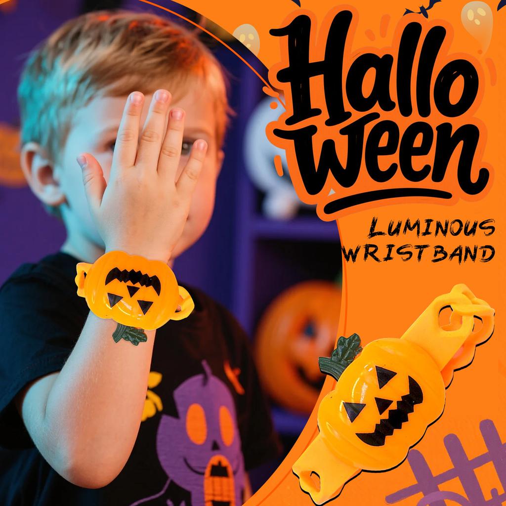 Halloween Bracelet Luminous Props Pumpkin Ghosts Head Luminous Bracelet Luminous Wristband, For Party Supplies