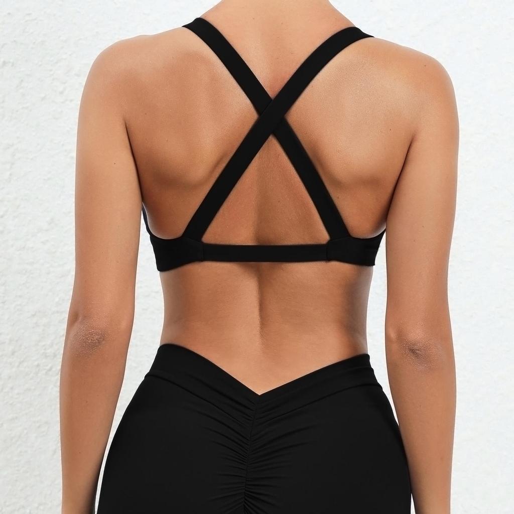 Women's European & American Style Sports Bra: Shockproof Running & Yoga Vest with Chest Pad, Stylish Back Design