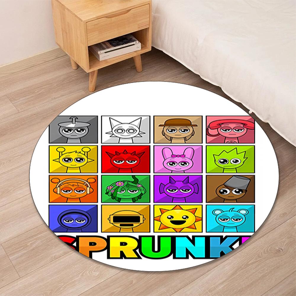 Sprunki Printed Round Rug Carpet Chair Rug Area Rug Entryway Doormats,for Office Chair Living Room Bedroom Kitchen Room.