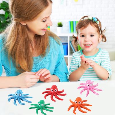 3D Printed Octopus Figurine Movable Joints Big Eyes Octopus Figure Articulated Sea Animal Model Fidget Toy Home Office Desktop Decoration Ornament