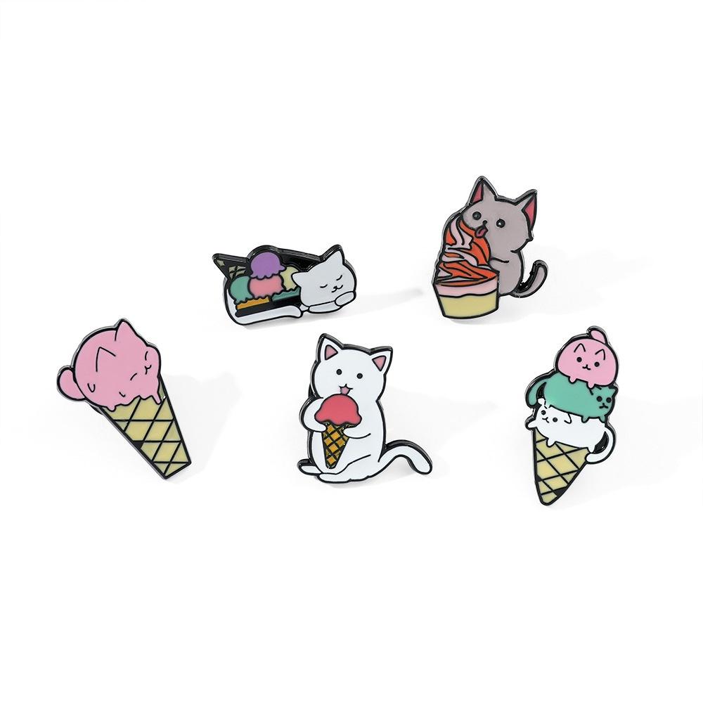 Cute Cartoon Cat Brooch Pin Alloy Cat Cone Pin For Bags Accessories And Backpacks