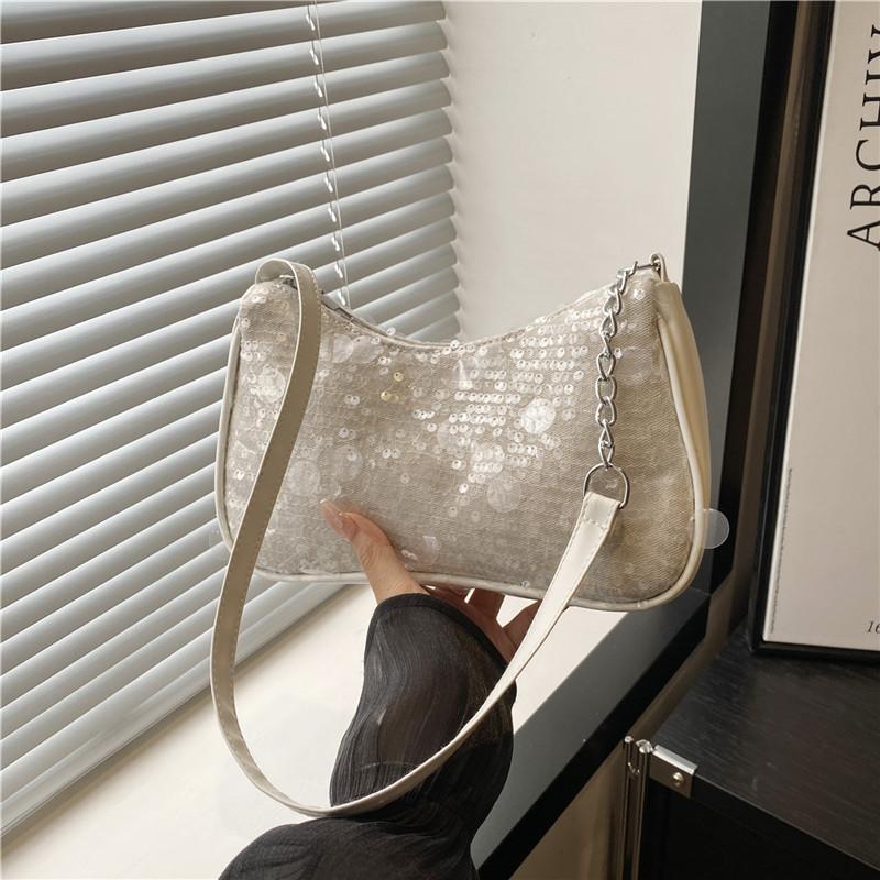 Spring and Summer Popular Chain Bag Women's New Versatile Messenger Bag Fashion Niche Sequined Shoulder Armpit Bag