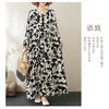 Round Neck Long Sleeve Loose Literary Vacation Style Dress