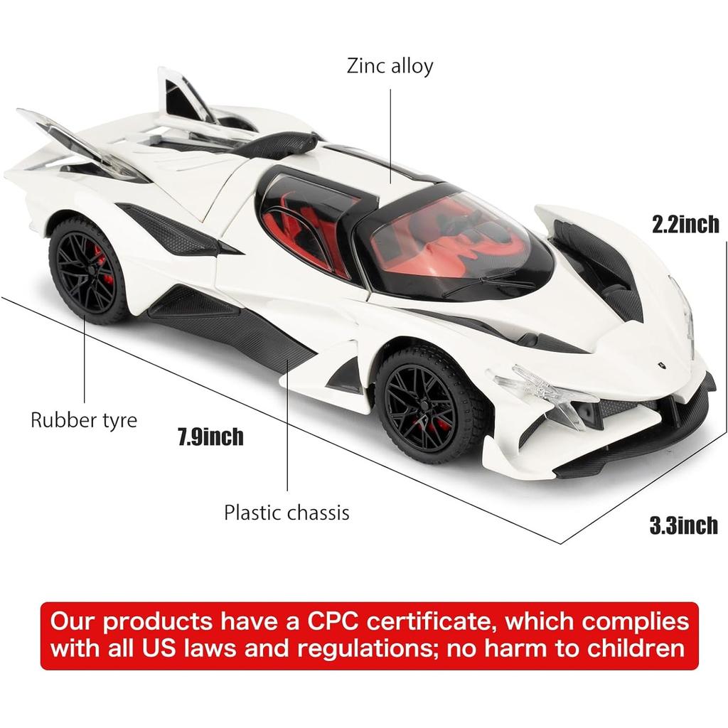 1/24 Apollo Evo Alloy Model Car Toy with Pull Back Function with Sound and Bright Lights, Suitable Collectible Model Toys, Gifts for Boys and Girls