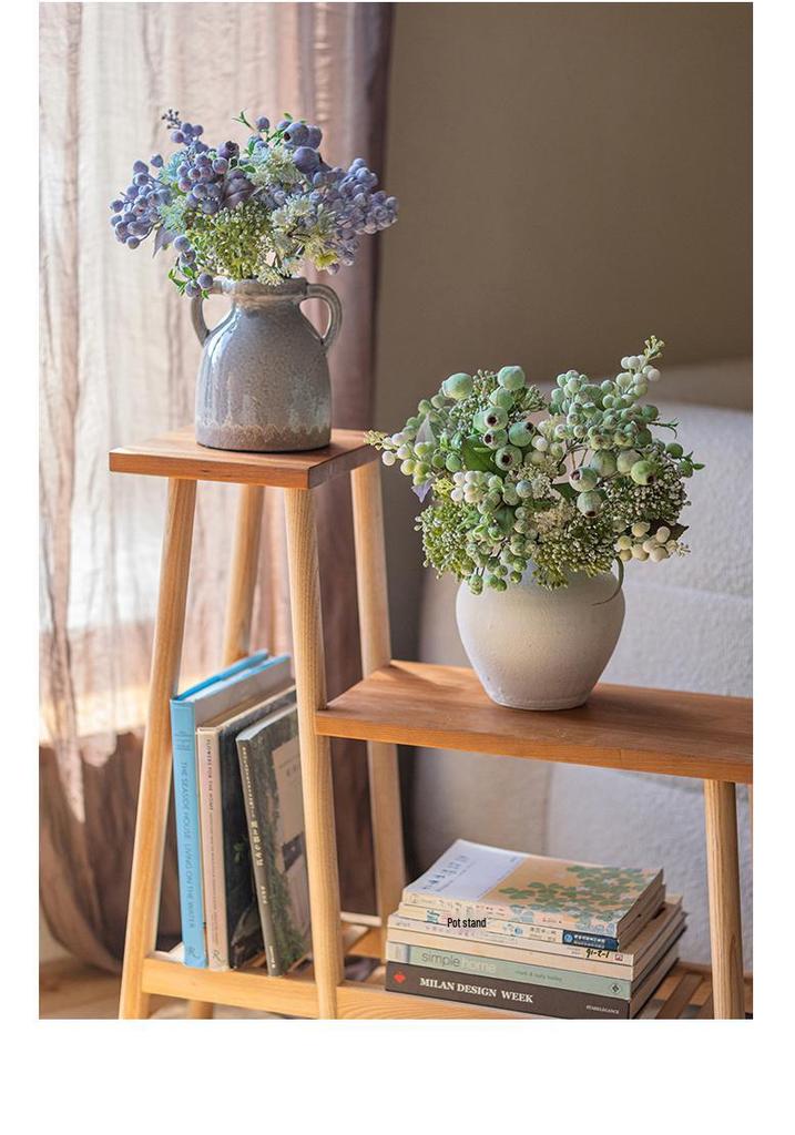 Bionic Blueberry Artificial Flowers for Living Room Decoration - Dried Flower Bouquets Arrangement