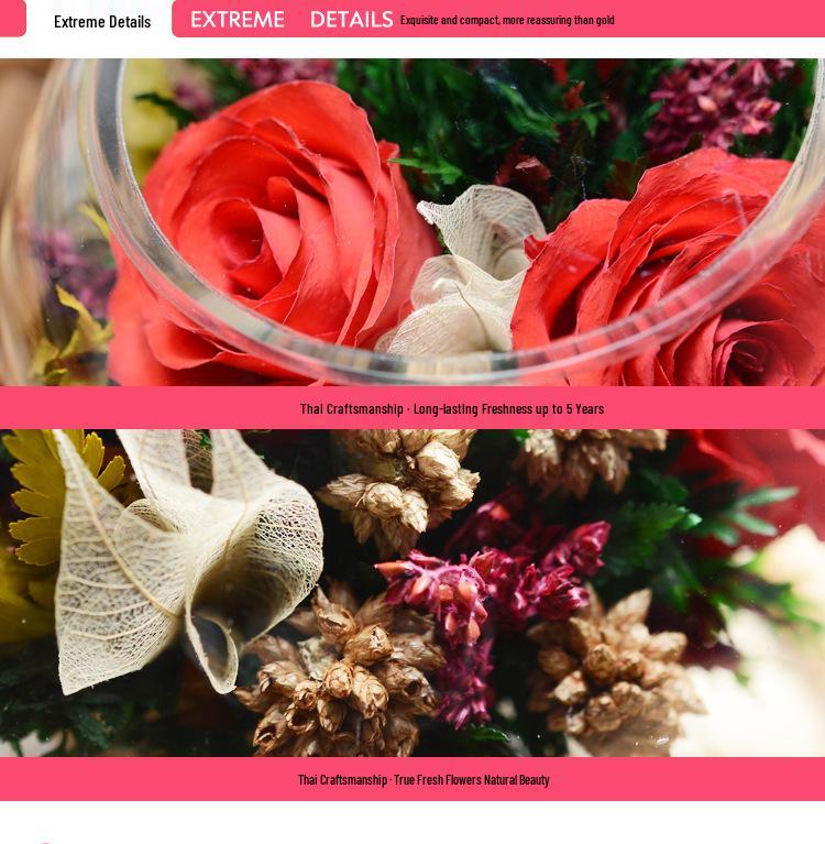 Thailand Red Rose Preserved Flower with Glass Cover – Valentine's and Christmas Gift