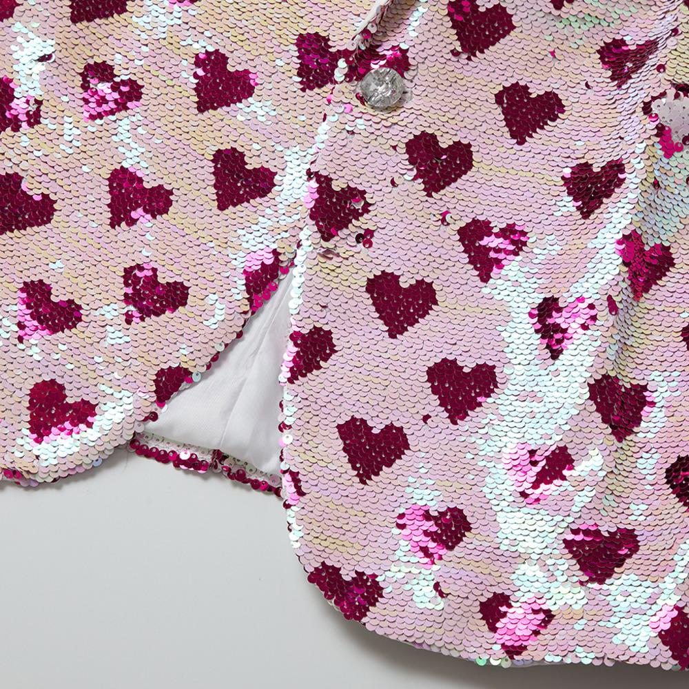 PYJTRL Mens Fashion Love High Density Shiny Sequin Suit Jacket Blazer