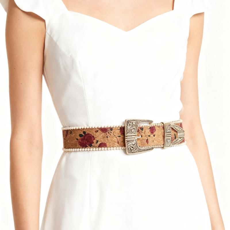 Smooth PU Leather Women's Timeless Belt Modern Rose Design Comfortable Waistband For Daily Use And Extended Wear