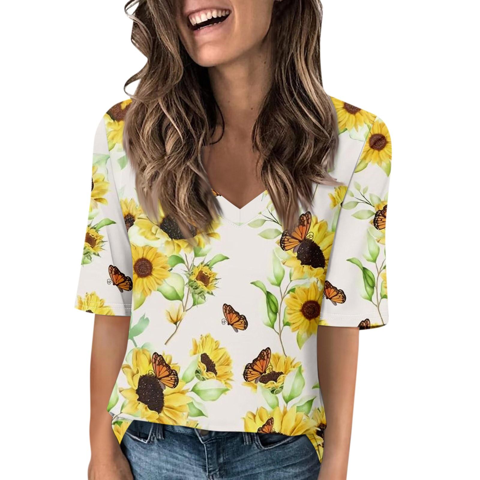 Женские футболки с V-образным вырезом — фото 4