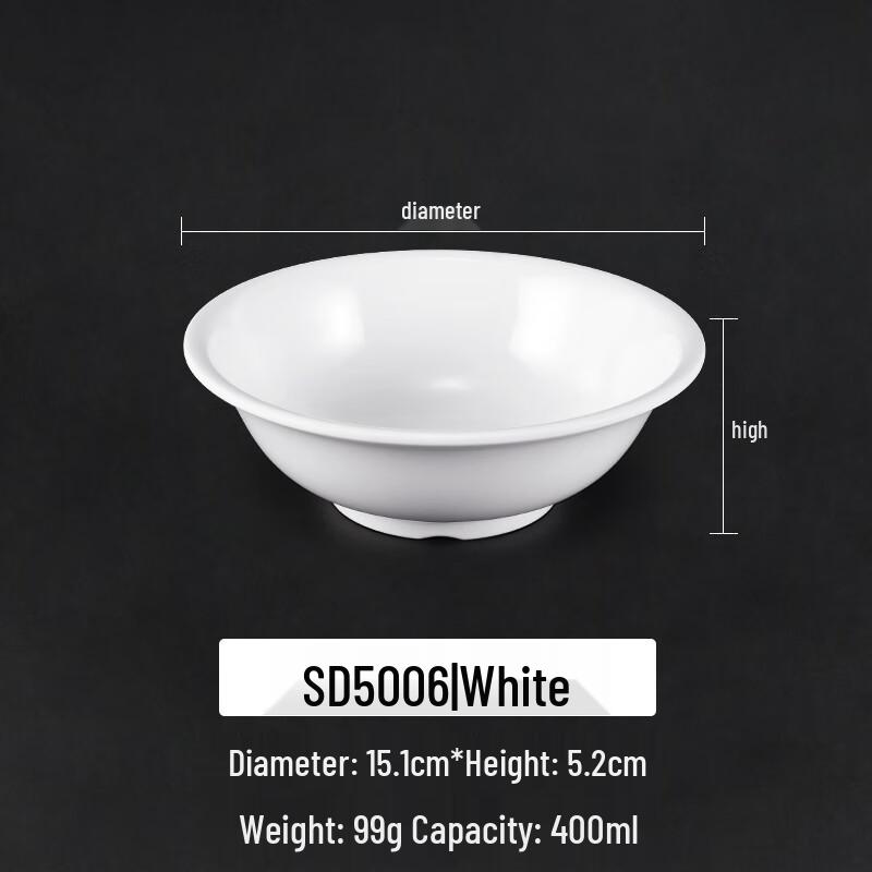 Elegant White Melamine Noodle Bowl