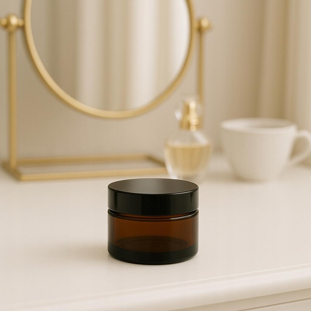 5x Brown Glass Jar with Dark Glass 20g 20ml for Cream Cosmetics Samples