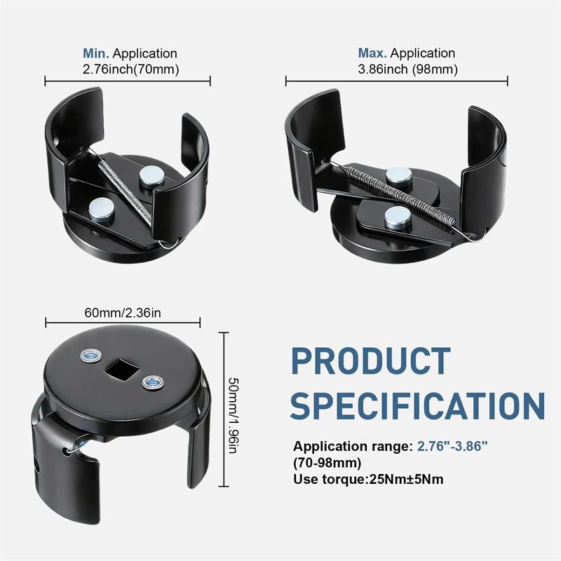 Adjustable Two Jaw Oil Filter Wrench Tool For Easy Oil Change Remove Install Filter Element Auto Maintenance Repair