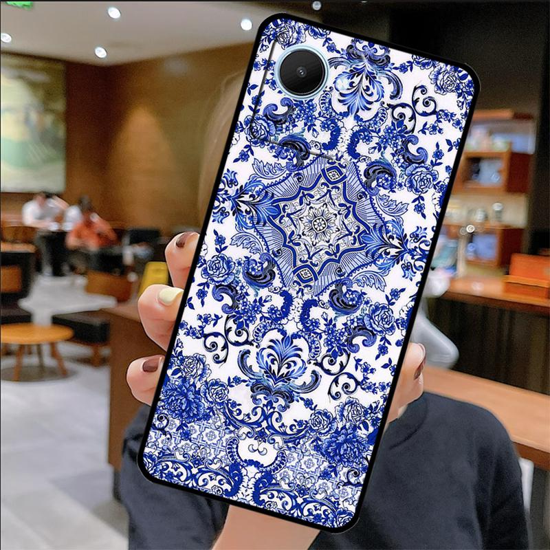 Blue and White Porcelain Case For Realme 14 Pro Plus 12 10 11 13 GT 6 6T 5 GT7 Pro C61 C55 C51 C21Y C25S C67 C75 C53