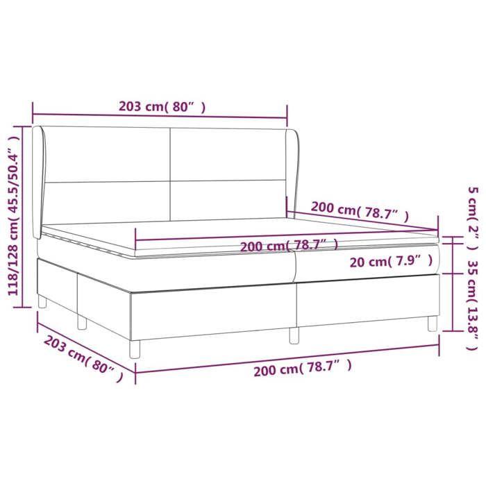 VidaXL Lit à sommier tapissier avec matelas Gris clair 200x200cm Tissu - Modèle 3127829