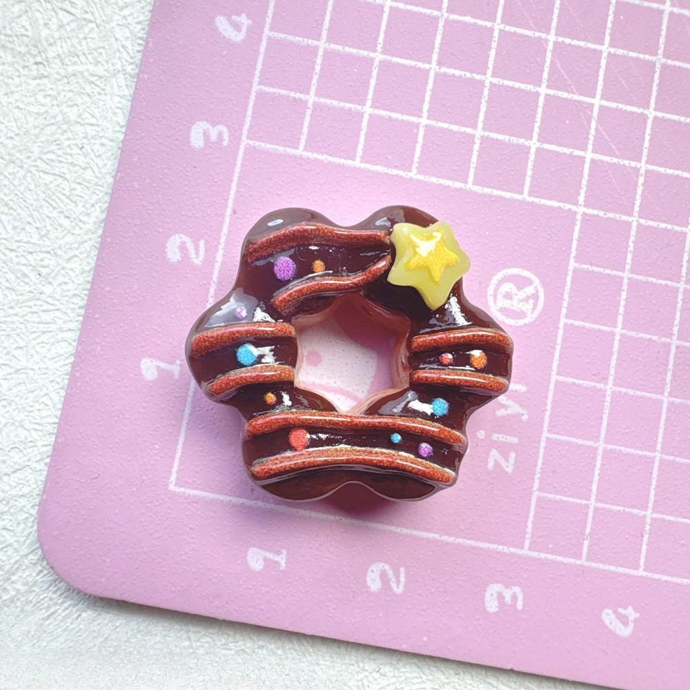 6pcs Simulation Fruit Donut Resin Accessories Cute Miniature Fake Food DIY Crafts Phone Cases Jewelry Making Decoration Supplies