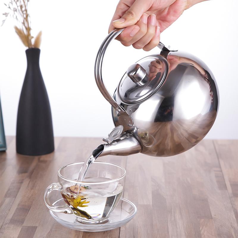 Stainless Steel Water Kettles Teapot With Infuser Filter Coffee Kettle Green Tea Jug Home Office Tea Coffee Tools Cookware