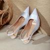 Pointed silver high heels women's stiletto 2025 new large size temperament empty strap single shoes French bag head sandals
