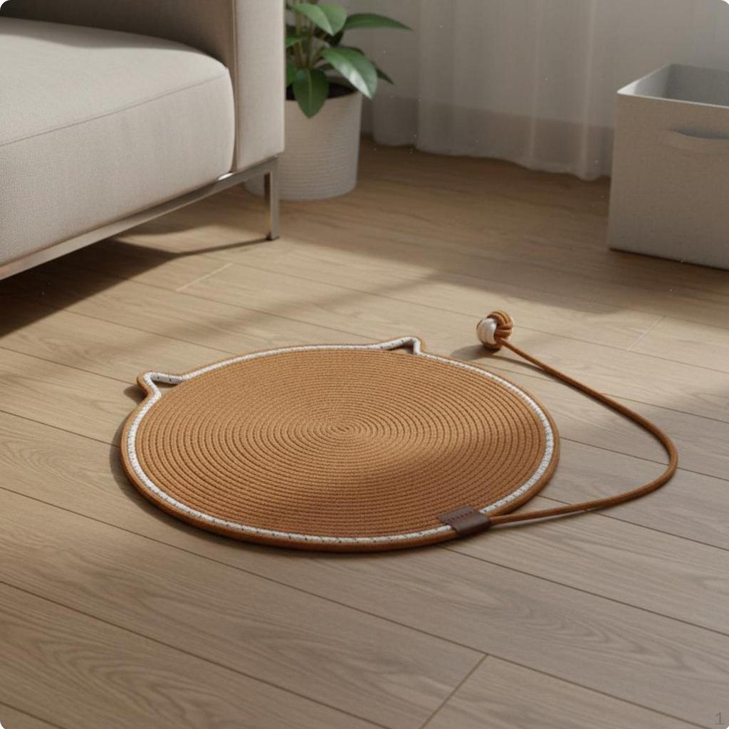 Round Cat Scratch Mat LowShed Scratching Pad for Indoor Cats, Kittens Pink 35CM