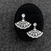 "Ci Mu Er Er" Retro Chinese Style Fan Earrings - Artistic Zirconia Earrings for Women, Light Luxury.