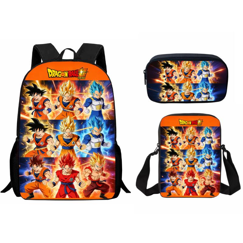 Gedrukte Dragon Ball Schooltas Drie Delige Set, Cartoon Student Rugzak Three-piece set