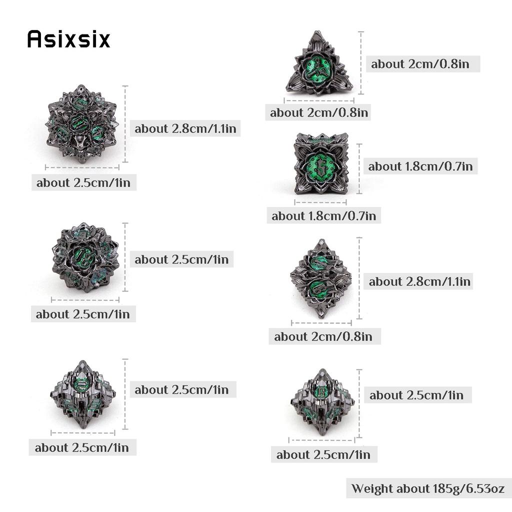 7 sztuk czarny zielony kwiat lotosu metalowe kostki z litego metalu zestaw kości wielościennych nadaje się do odgrywania ról RPG gra planszowa gra karciana