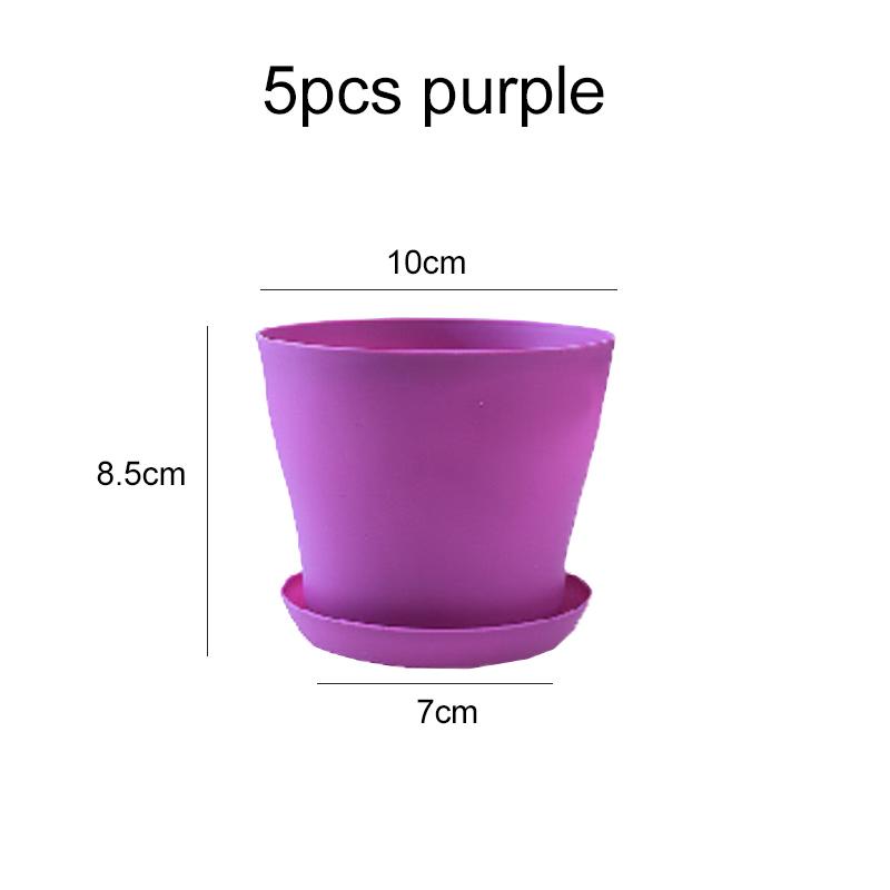 5pcs Mini Flower Pot with Tray Thickened Resin Plastic Ventilation Balcony Desktop Decoration Greenery Succulent Gardening TMZ