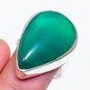 Natural Green Onyx Gemstone 925 Sterling Silver Jewelry Ring Size 7.5 ZS-932