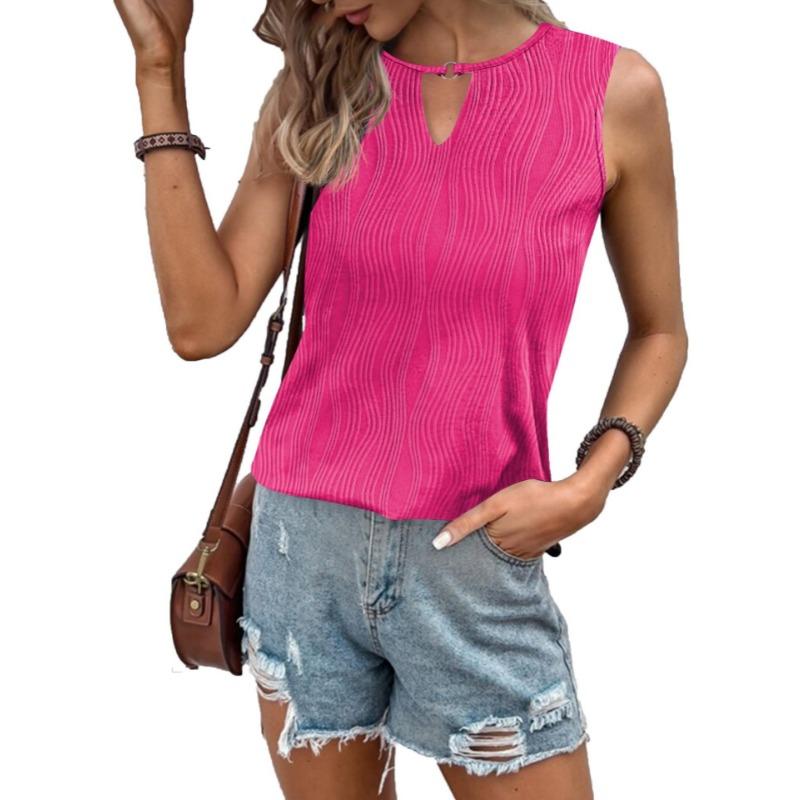 Summer Pleat Women Tank Top Sleeveless Casual Basic Top Vest 2024 Female Elegant Sexy Loose Tee Shirts Ladies New Cut Out Blouse 275
