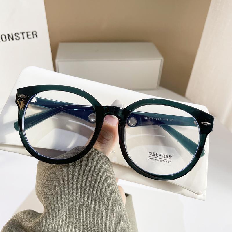 Vintage Big Frame Round Anti Blue Light Reading Glasses Fashion Men Women Computer Prescription Glasses Green Presbyopia Eyewear