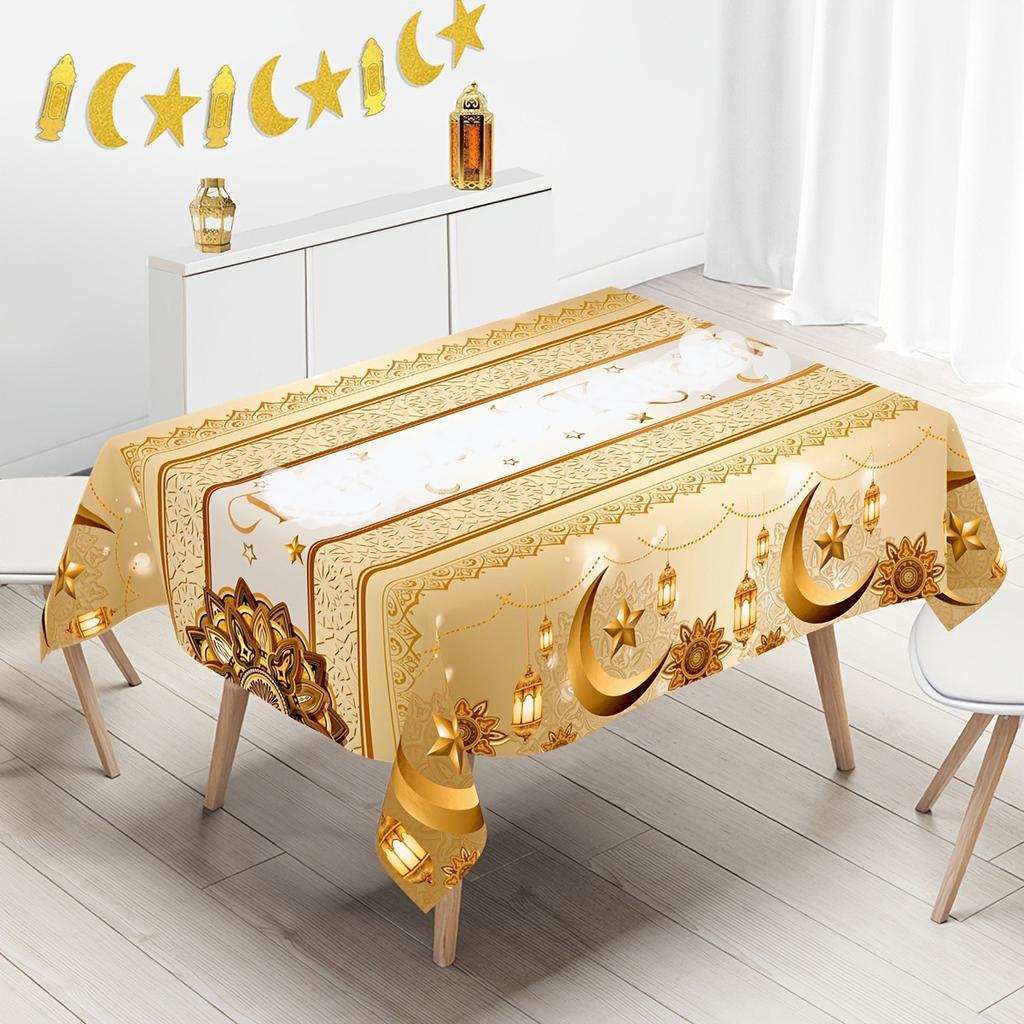 Mystic Moon Festival Table Cover - Ethnic Printed Decor for Dining, Party, and Home Holiday Tablecloth Wrinkle-Resistant