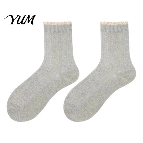 British Temperament Casual Socks Ruffle Crew for Women, Cotton Frilly Lace Socks, Soft Breathable Moisture Wicking Ankles Daily Wear And Fashionable