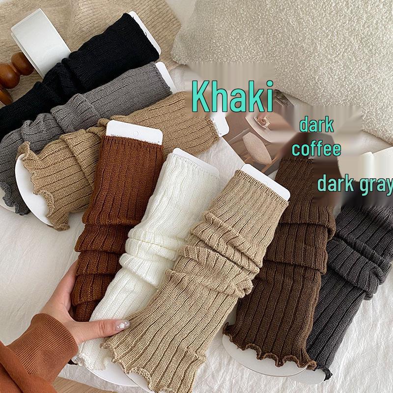 Y2K Harajuku Stil Einfarbige Gestrickte Beinwärmer: Warme lange Socken & Überschuhe für Herbst/Winter