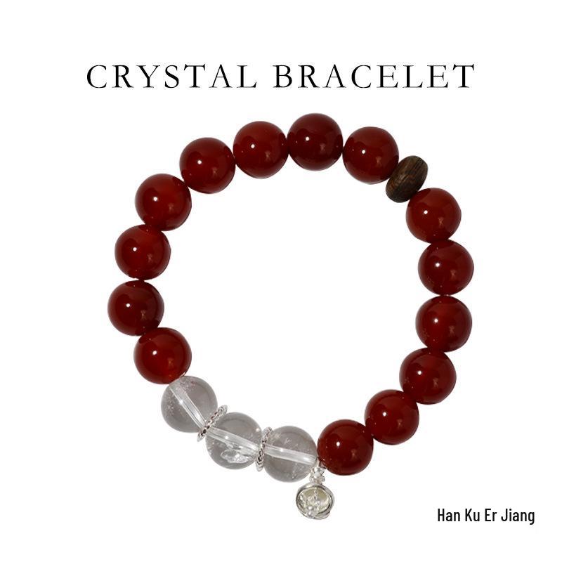 Han Qian er AA White Crystal & Red Agate Versatile Bracelet ZB0068 - Attracts Wealth темно-красного