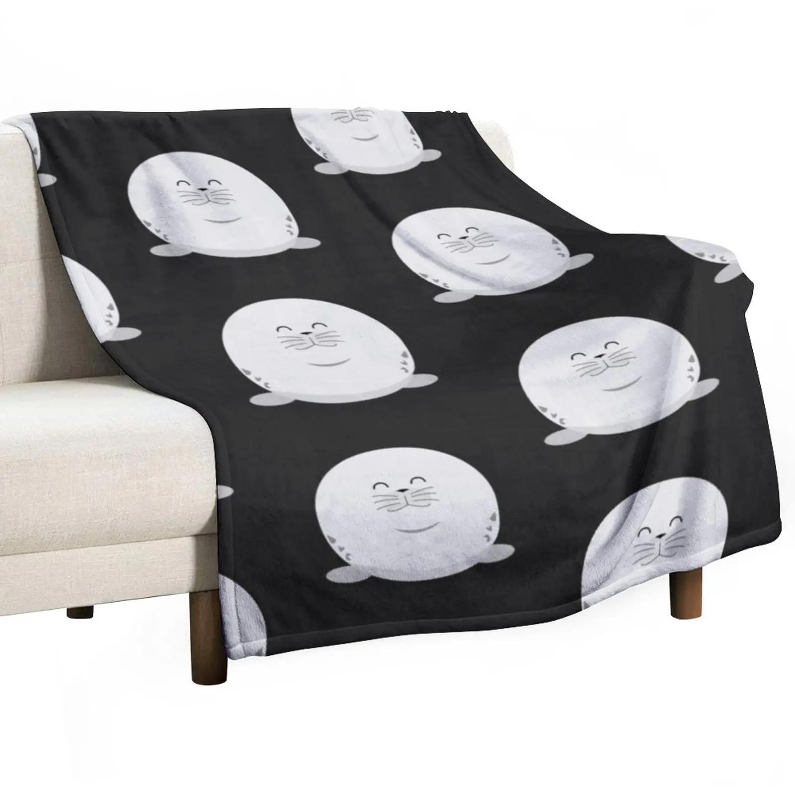 Cute Chonky Harp Seal Throw Blanket Thermal Blankets For Travel Thermal Blanket Blanket Fluffy Blankets For Bed 75X95CM