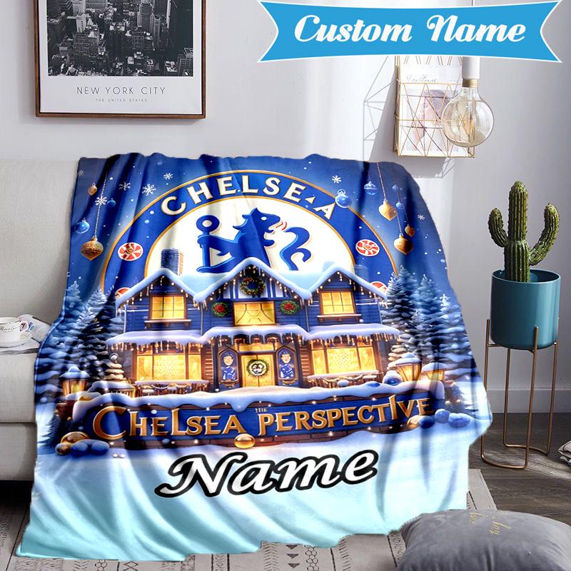 Custom Name Chelsea Crest Artwork Blanket Lightweight Ideal Bedding Blanket Perfect for Travel, Camping, Living Rooms, Sofas, Christmas gift