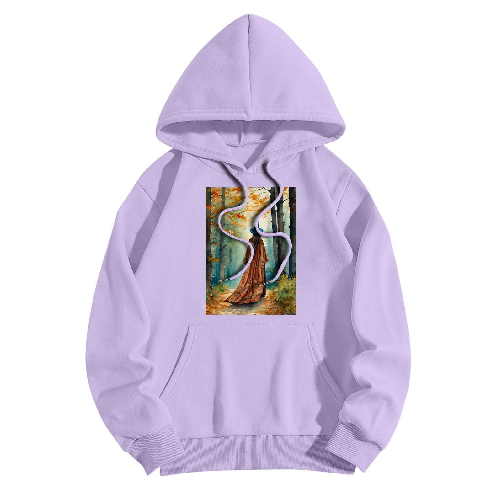 Женская модная повседневная толстовка с капюшоном и принтом ведьмы на Хэллоуин — фото 5