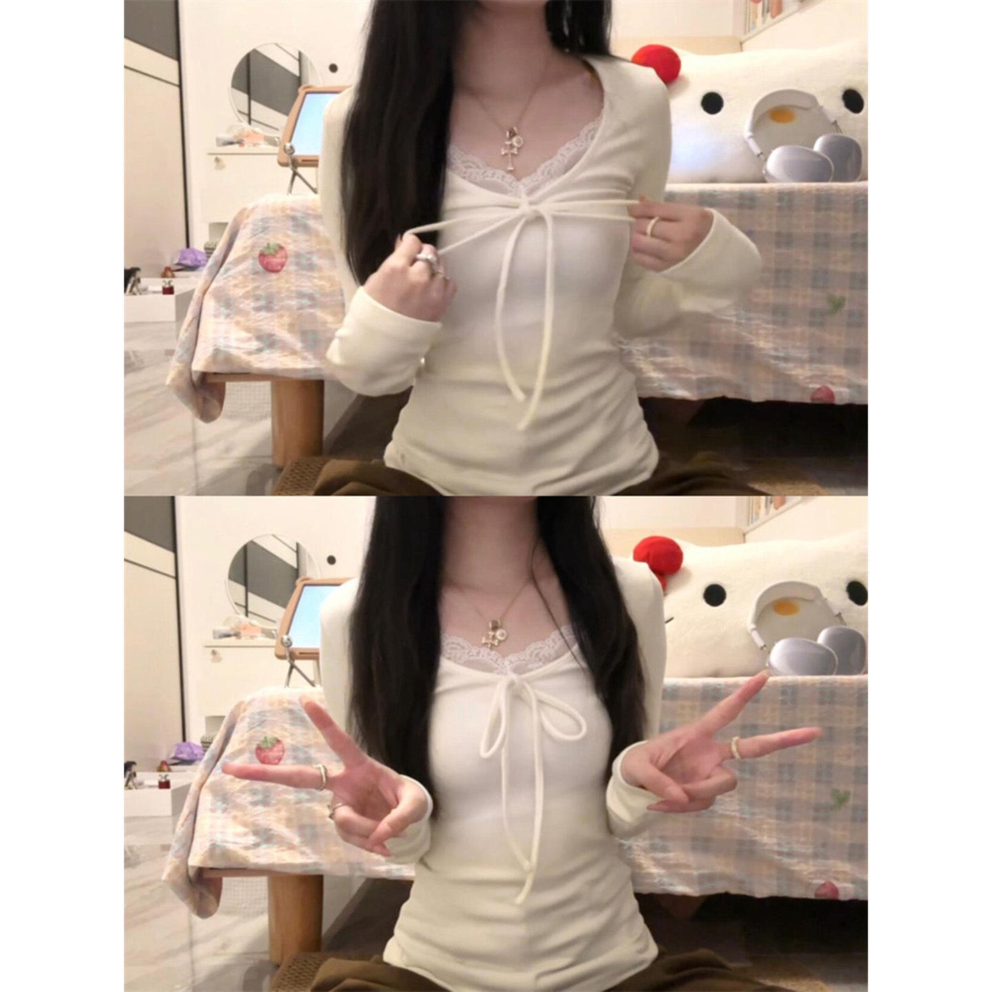 

Women s Retro Brushed Cotton Long Sleeve Slim Fit T-shirt, 260g L білий