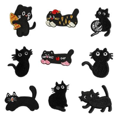 9 Piezas Parches Bordados de Gatito Parches para Coser Gatos de Dibujos Animados Parches Termoadhesivos Parches de Aplicación Parches de Animales para Coser