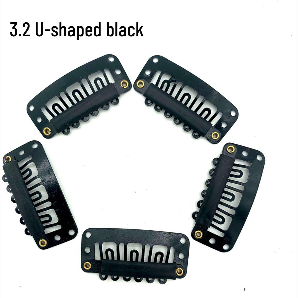 U-Shaped 3.2cm BB Hair Extension Clips, 6-Tooth Weft/Wig Clips for DIY Jewelry Accessories