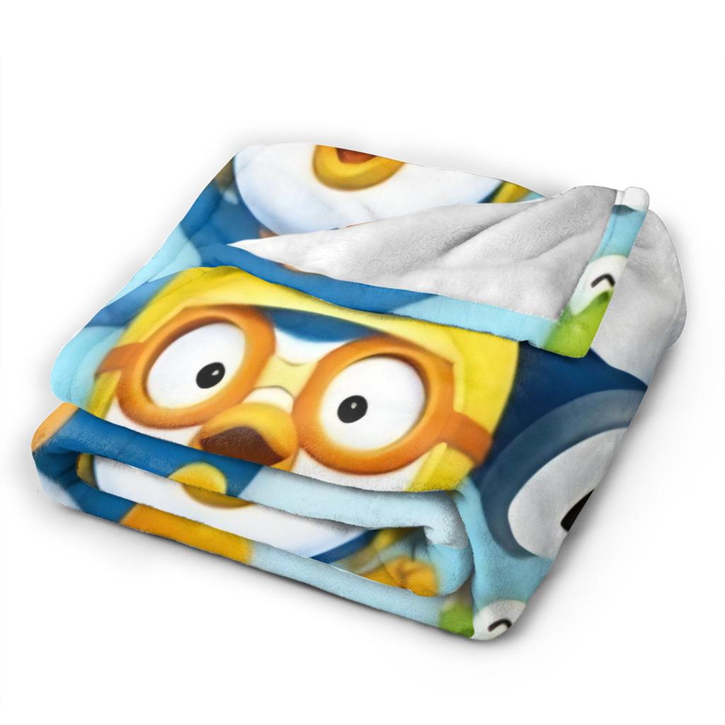 Warm Soft BlanketStudents Airplane Travel Pororos the Little Penguins   Bedding Throws Flannel Bedspread Living Room Sofa Cover